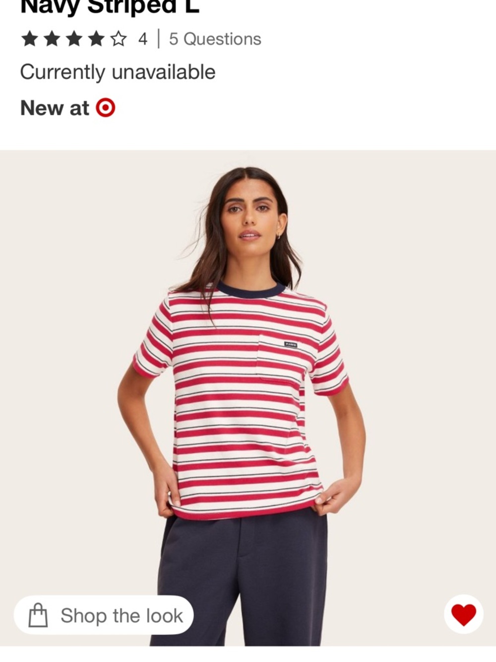 Striped Pocket Tee - Navy & Red PARKE X TARGET NWT